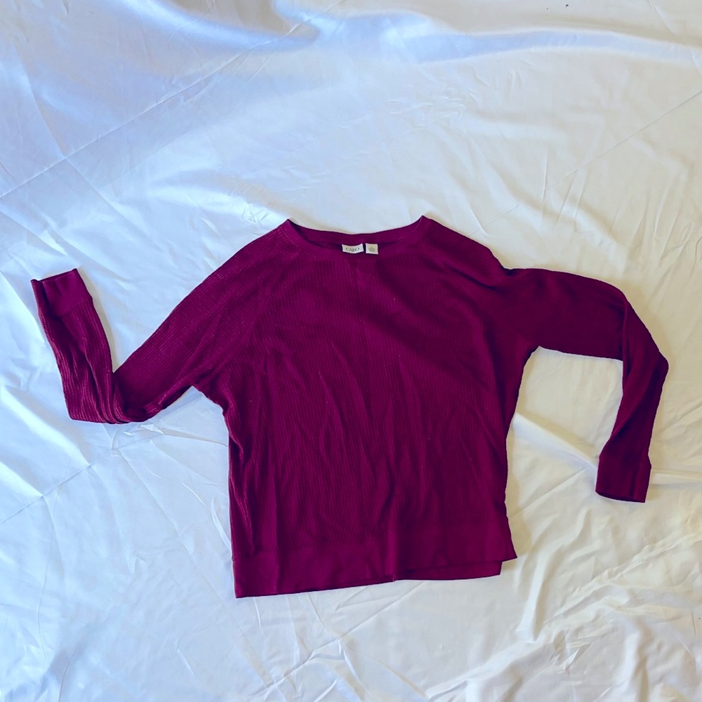 Burgundy Long Sleeve Waffle Knit top